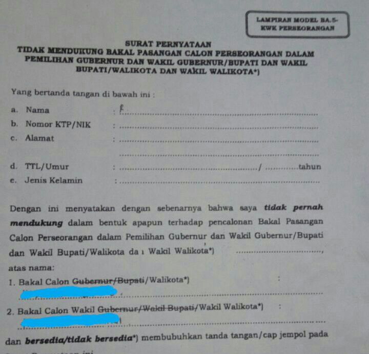 Beredarnya Lampiran BA 5- KWK dalam Pilkada Walikota Palembang yang Dianggap Aneh, Upaya Menjegal Calon Perseorangan?
