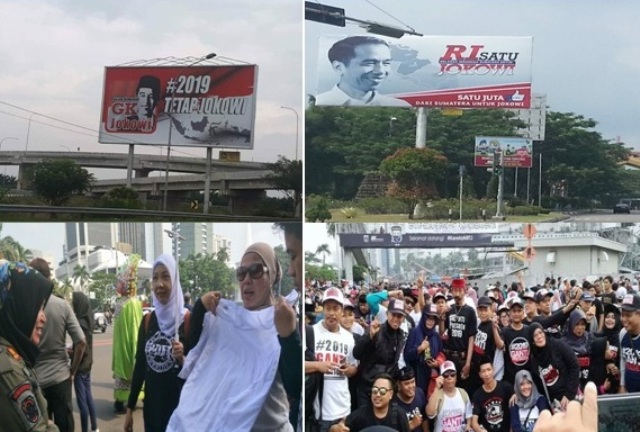 Ironis�!! Baju Kaos #2019GantiPresiden Digembosi, Baliho Raksasa Untuk Jokowi Bebas Terpasang