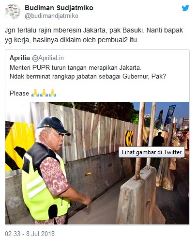 BARU KALI INI ada Wakil Rakyat Sekelas BUDIMAN SUDJATMIKO Yang Suruh Mentri Tidak Boleh Rajin