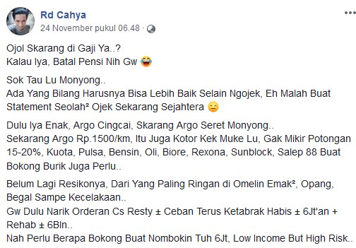Tim Kampanye Nasional Jokowi Sebut Gaji Tukang Ojek Besar, OJOL: Sok Tau Lu Monyong